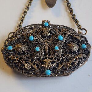 19th,  20th Art Nouveau Stylle  Filigree Butterfly Mesh Evening Coin Bag